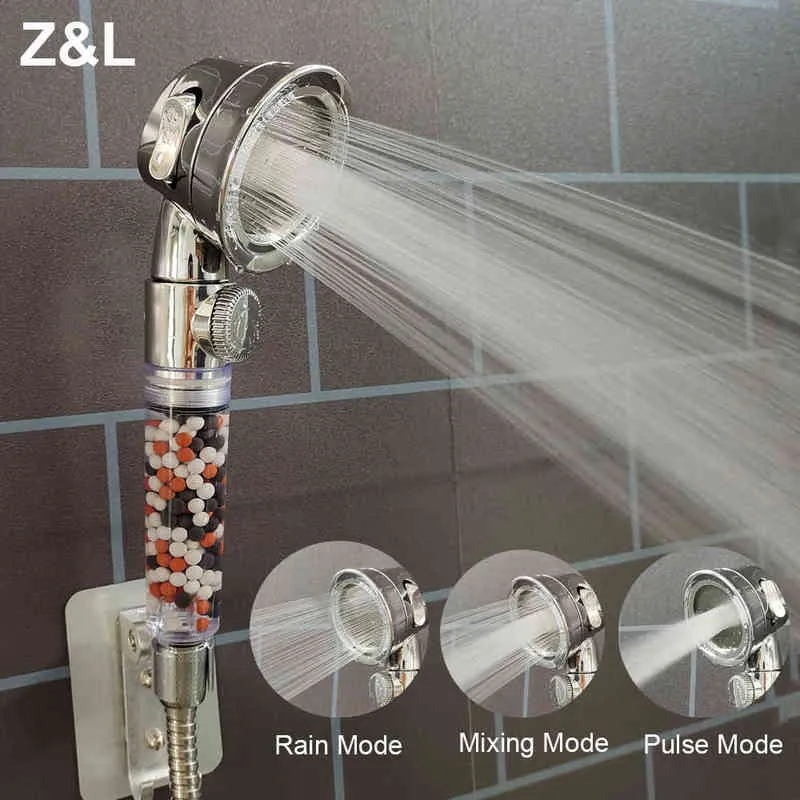 Bathroom Pressurized Spa Shower Head Mineral Stones Filtered Ionic Pure Shower Head With Water
