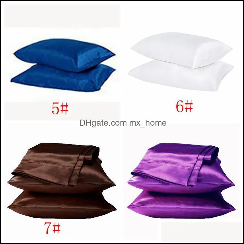 100% Polyester Satin Pillowcase Simple Style Extra Smooth Simulated Silk Solid Color Pillowcase Soft Shiny Comfortable Single VT1421