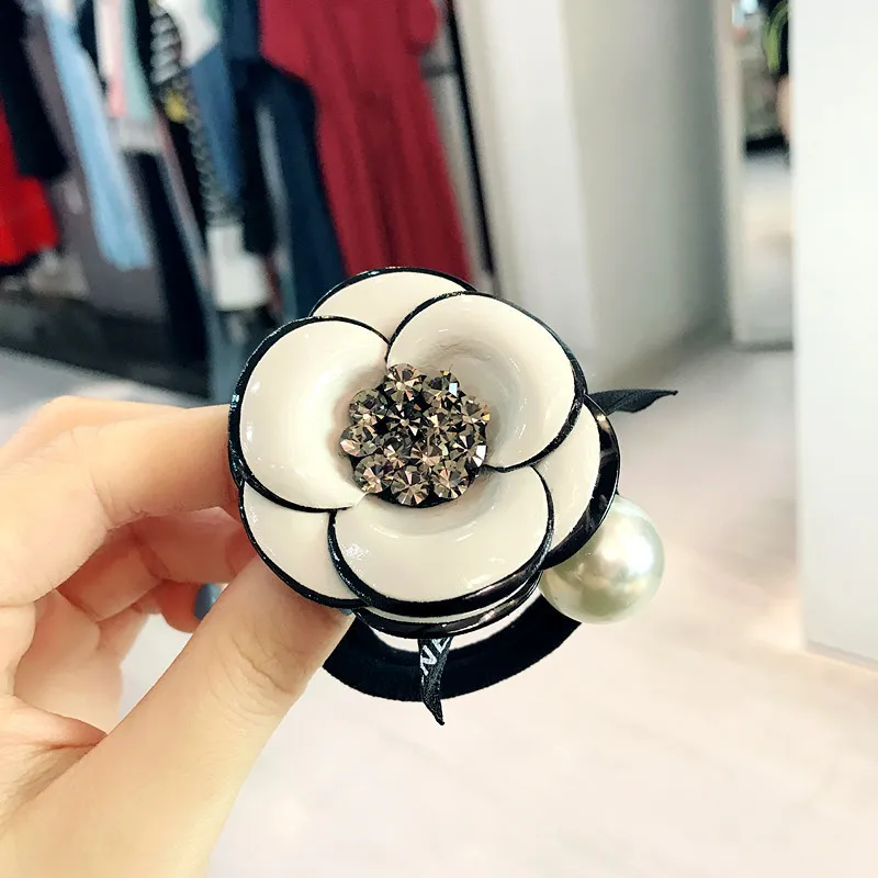 Korea Fashion crystal Accessories ring Camellia Elastic Hair Bands Rubber Band For Women fine Headwear Jewelry