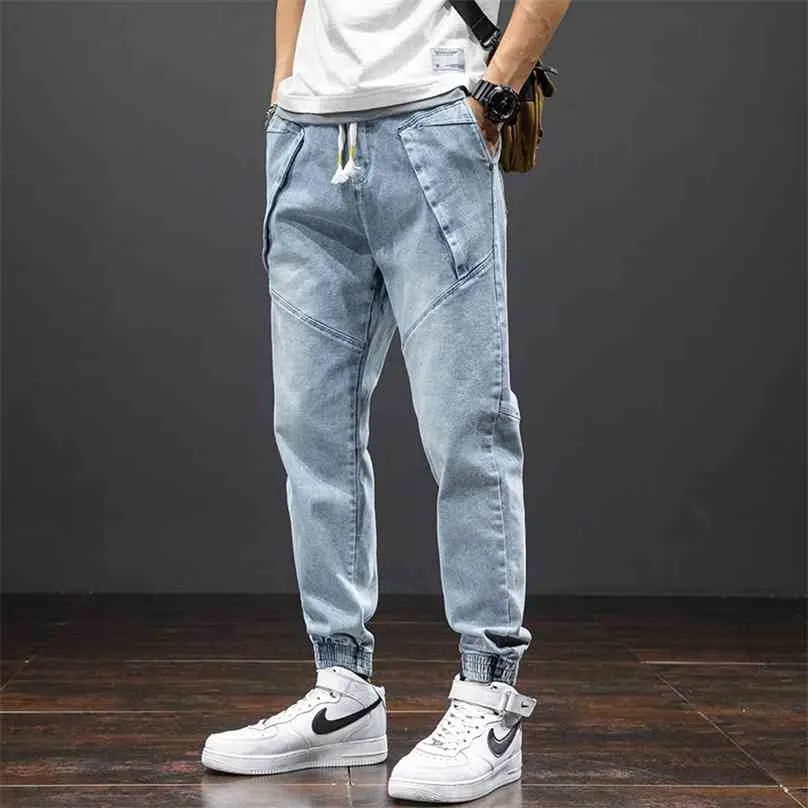 Printemps été cheville longueur Baggy jean hommes Streetwear survêtement Denim sarouel grande taille 6XL 7XL 8XL 210716