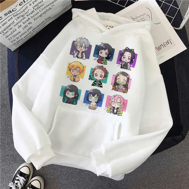 Demon Slayer Kimetsu No Yaiba Mannen / Dames Hoodies Anime Unisex Harajuku Esthetische 90s Sweatshirt Ulzzang Grafische Casual Male Hood H0909