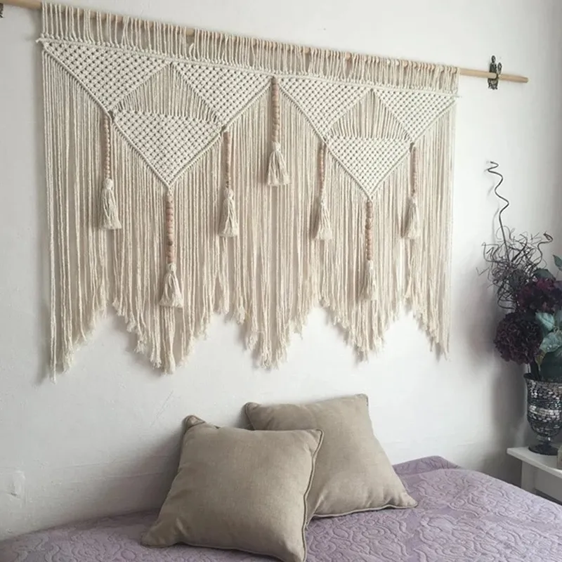 Macrame vägg hängande handvävt bohemisk bomull rep boho tapestry heminredning boho bohemian vävt tapestry väggkonst macrame dekor 210310