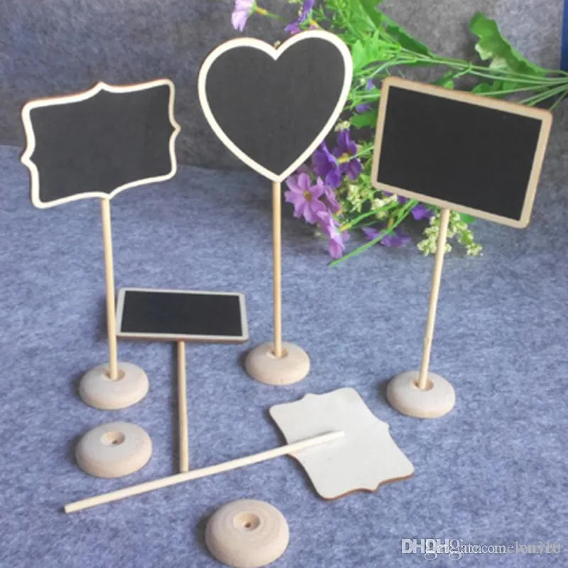 Star Serce Kształt Mini Chalkboard Wood Place Uchwyt Karty Stojak na Deserowy Tabela WordPad Message Board Holder Na Wedding Party XVT0432