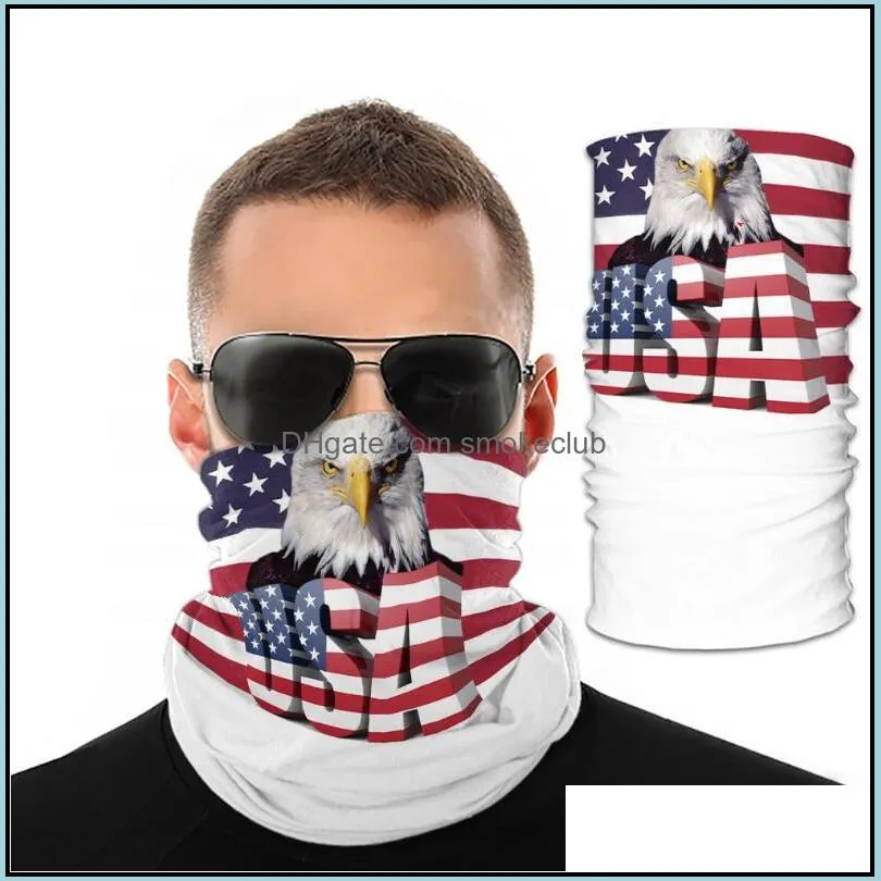 3D Birds Printed Headwear America USA National Flag Magic Scarf Protective Face Mask Cycling Protective Gear Fashion Cycling Masks