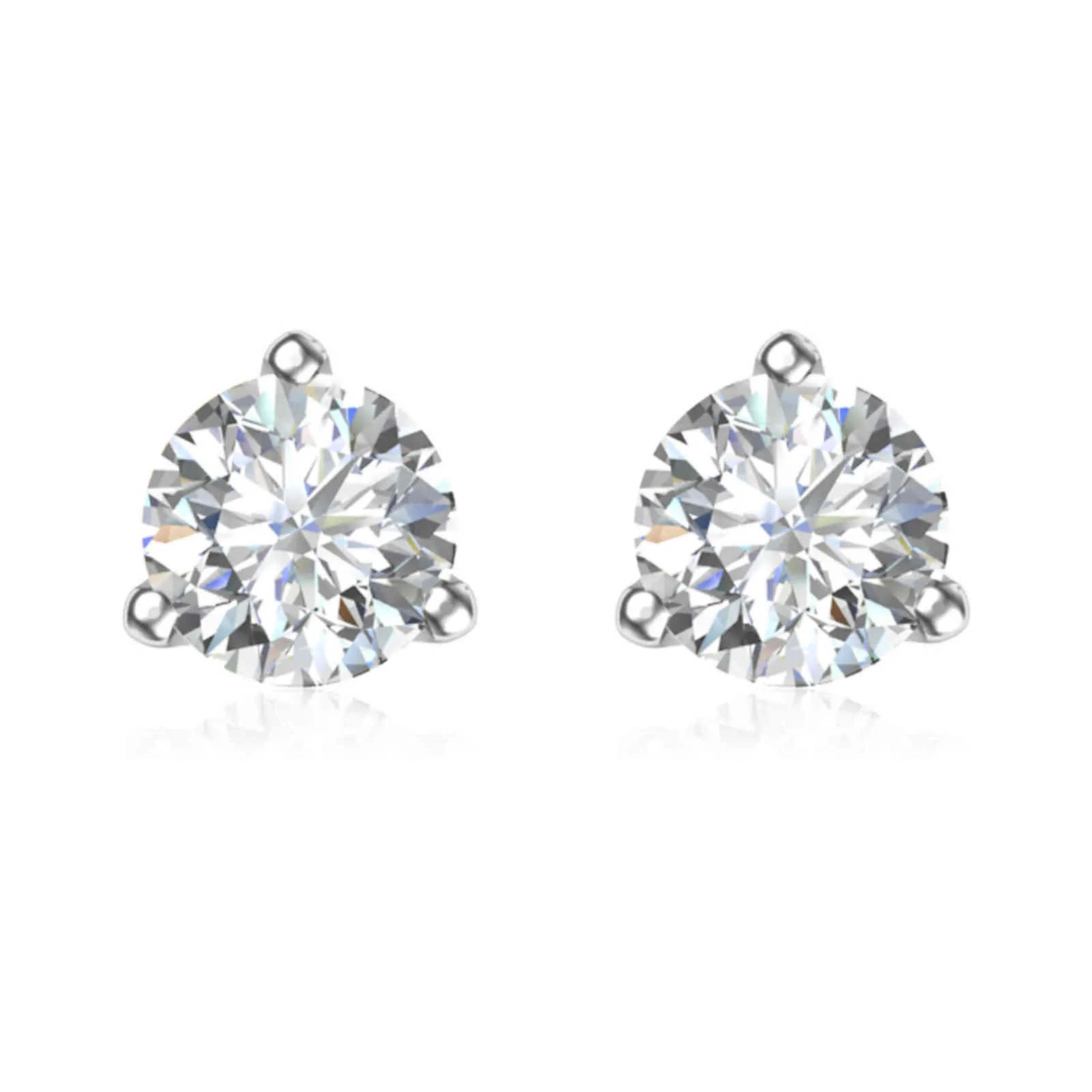 Real 100% 925 Sterling SIlver 0.5/1.2 Carats D Color Moissanite Earrings Studs For Women Certificate Flower Kpop Diamond Jewelry