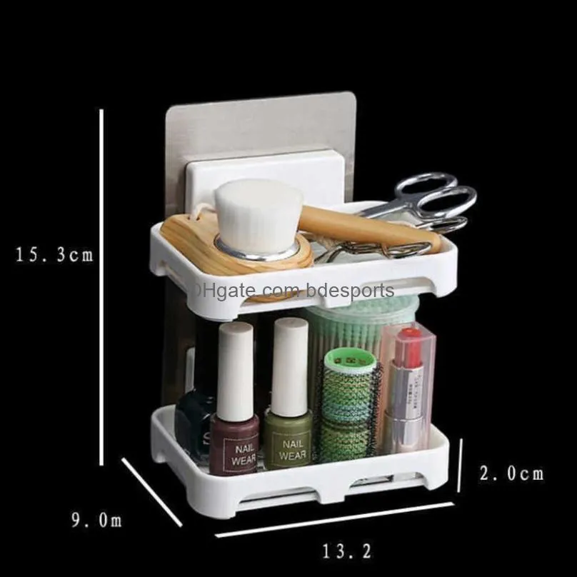 Bath Accessory Set Mounted Box No Punch Holder Creative Sucker Wall Bathroom Drain Soap