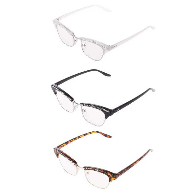 Lunettes de soleil Fashion Femmes Cat Eye Lunes de lecture Crystal Ramine Decoration Presbype Eyeglass de lunettes +1,0 à +3.5