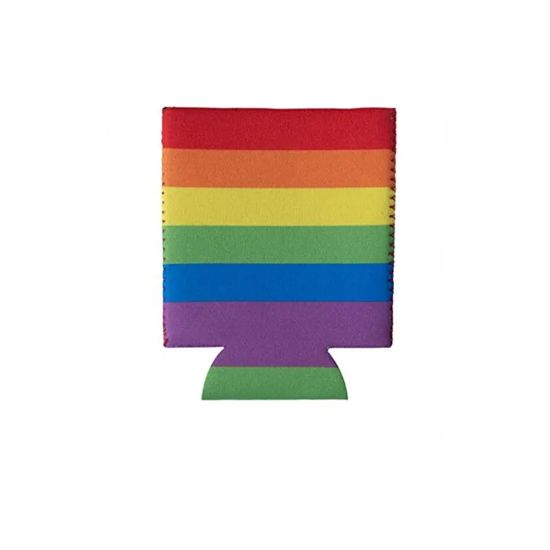 Rainbow Neoprene Cup Cover Can Beer Juice Water Bottle Cover Neoprene Insulated Sleeve Bag LGBT Can Beverages Case Pouch