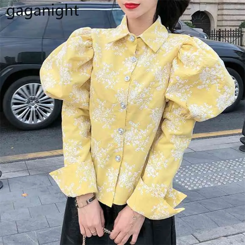 Lente Herfst Vrouwen Shrit Elegant Floral Print Bladerde Blouse Blouse Tops Casual Meisjes Blouses Slanke Blusa 210601