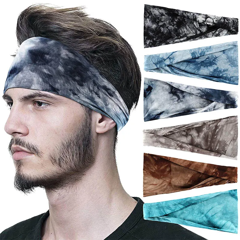 Fasce per capelli da donna, Fasce sportive per yoga da donna, Sport da corsa Fasce per capelli in cotone Tie Dye Elastico antiscivolo Fasce per il sudore Allenamento Capelli Fas