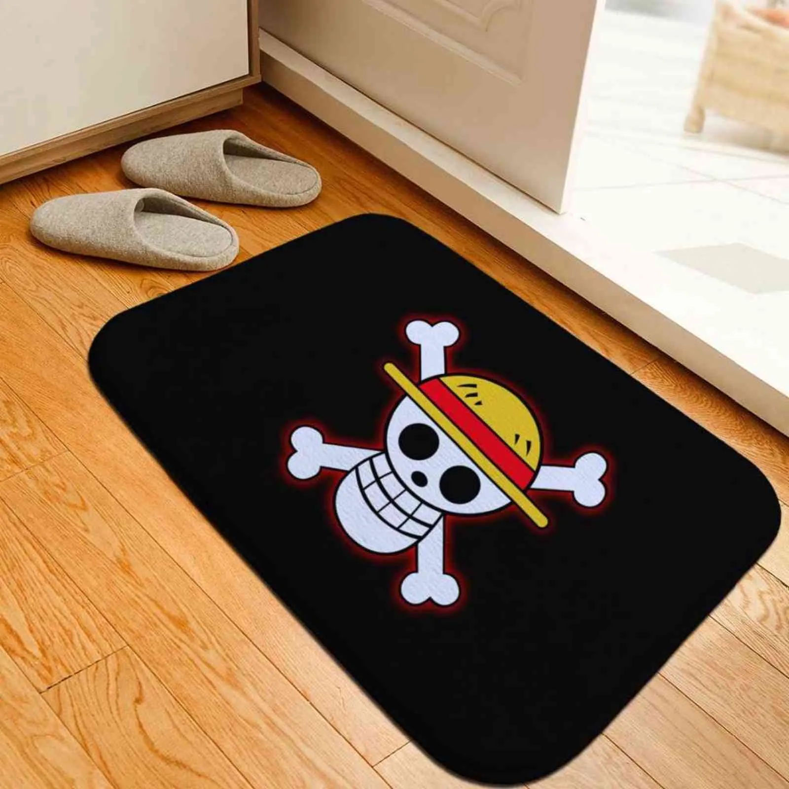 Cartoon Printed Floor Mats Anti-slip Rugs Anime Luffy Carpets Front Door Doormat Bathroom Carpet Kitchen Mats Gift 211109