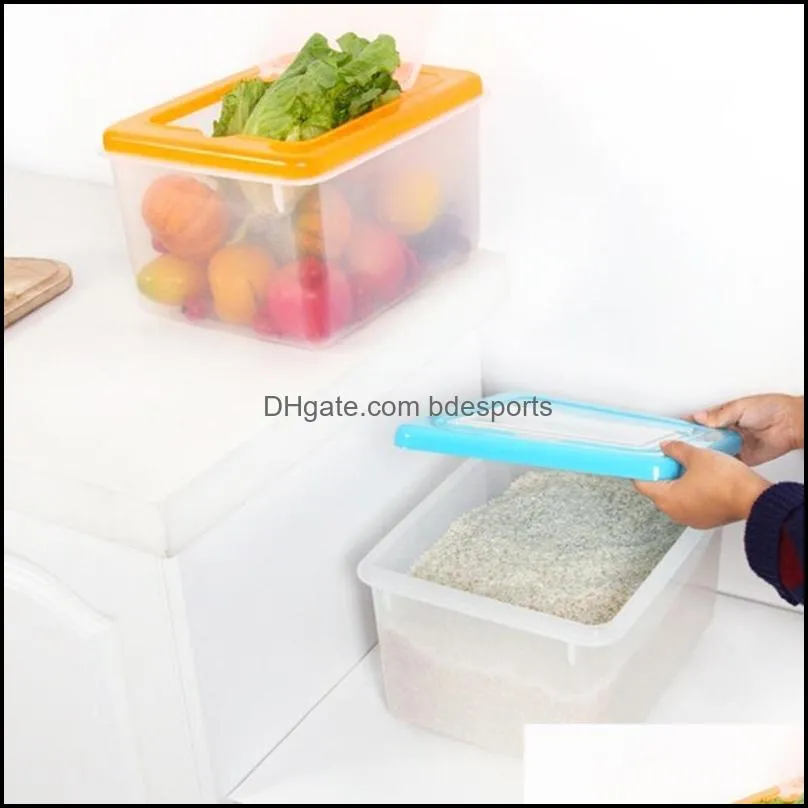 Storage Bottles & Jars 10L Rice Box Grain Cereal Dispenser Home Kitchen Flour Container BucketTransparent Cover The Inside Is Clear At A