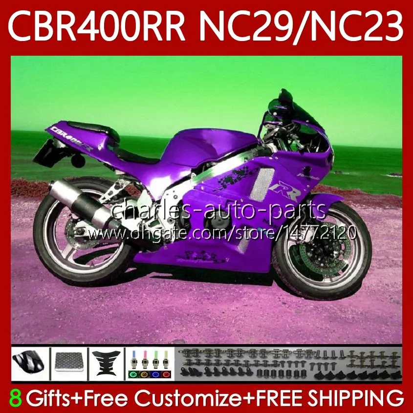 هيكل السيارة لهوندا NC23 CBR400RR CBR400 RR 88-99 Body 66NO.145 NC29 CBR 400 RR CC 1994 1995 1996 1997 1997 1999 1999 400cc CBR 400RR جميع الأرجواني 94 95 96 97 98 99 OEM Fairing Kit