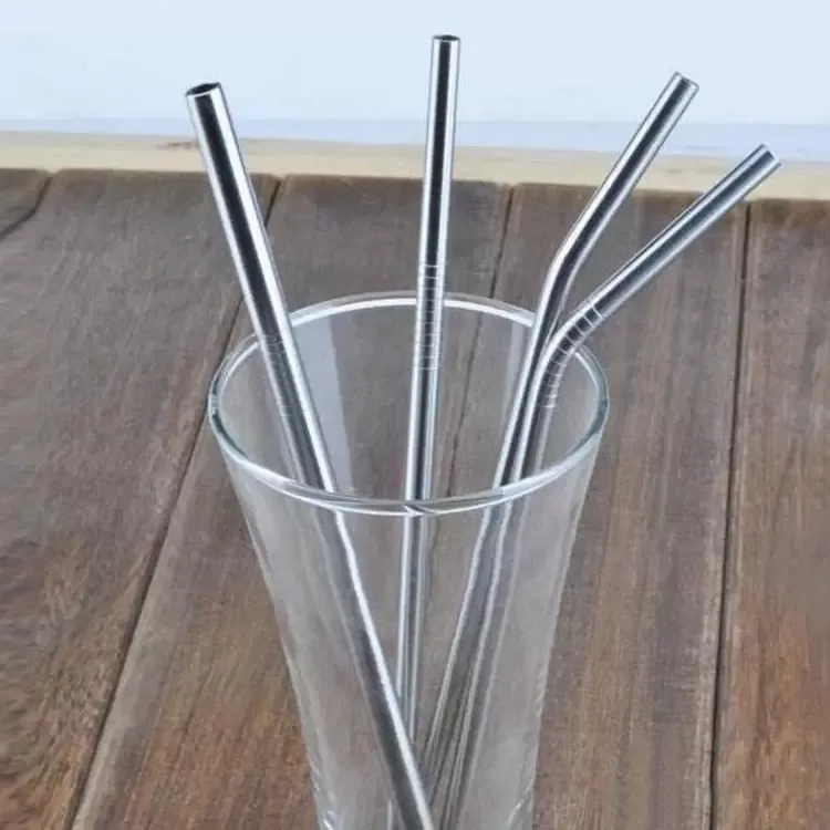Reusable stainless steel straight bent drinking straw durable metal straws bar family kitchen accessory for 15oz 20oz 30oz sublimation straights tumbler FY4703