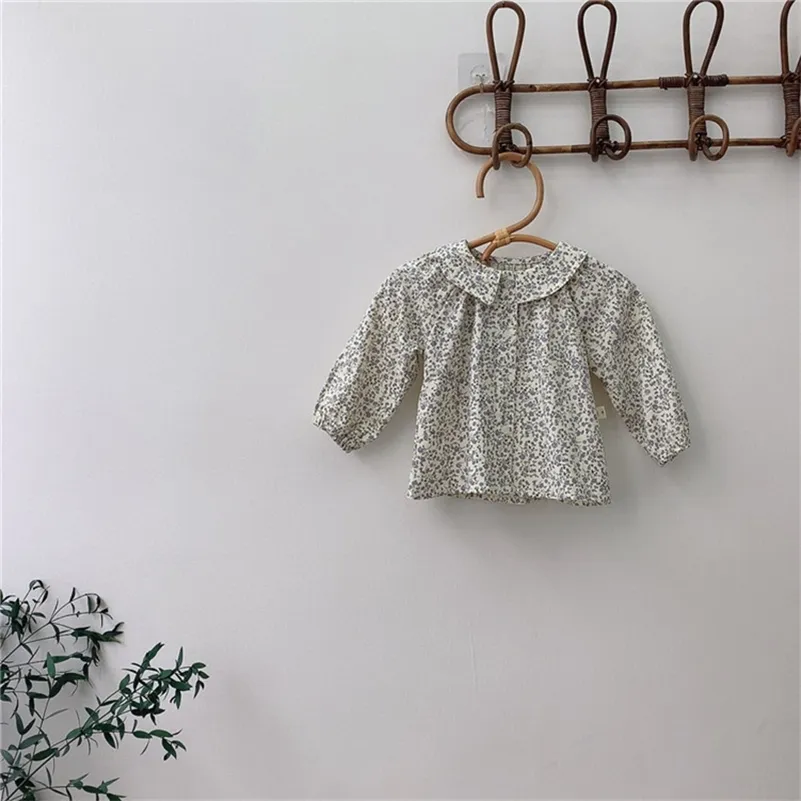 MILANCEL Babykleidung, geblümte Baby-Bluse, Peter-Pan-Kragen, Kleinkind-Mädchen-Shirt, Langarm, Kleinkind-Mädchen, Basis-Tops 210306