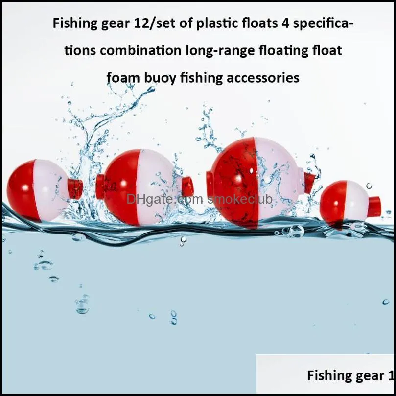 12pcs/lot Fishing Bobber Foam Fish Float Buoy Outdoor Sport Accessories ABS Push Button Sea Lure Bait