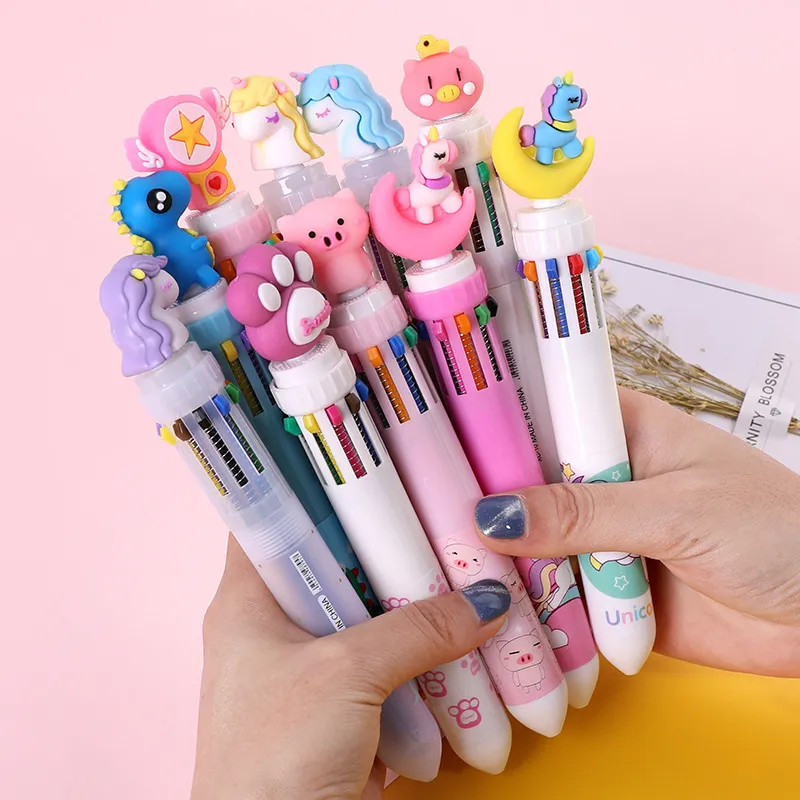 カラフルなペン 10 In 1 ユニコーン ボールペン セット: 学生
