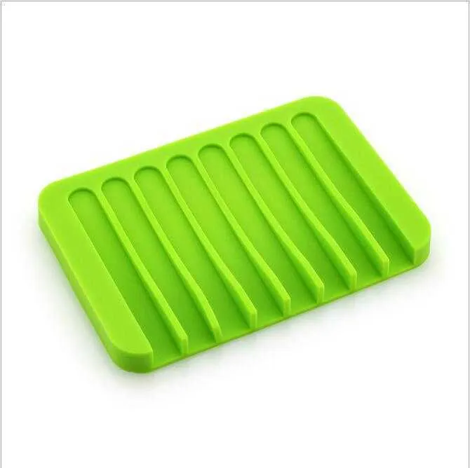 Soap Dish Holder Silicone Anti-slip Soap Dishes Candy Soft Soap Holder Rack Plate Tray Rectangle Case Container Bathroom Organizer B7002