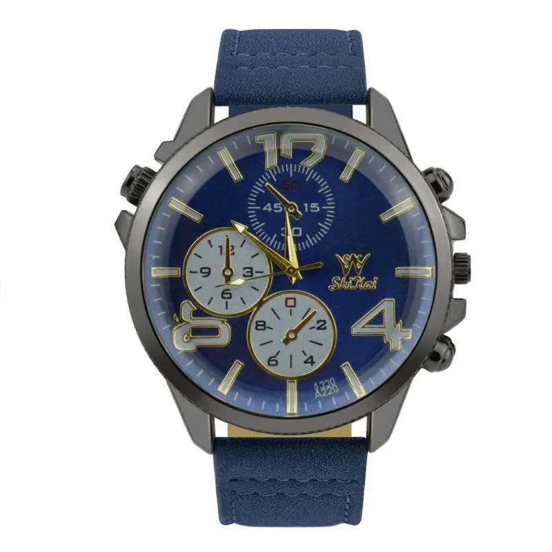 Wristwatches SHIKAI Fashion Casual Brand Men Watch Leather Strap