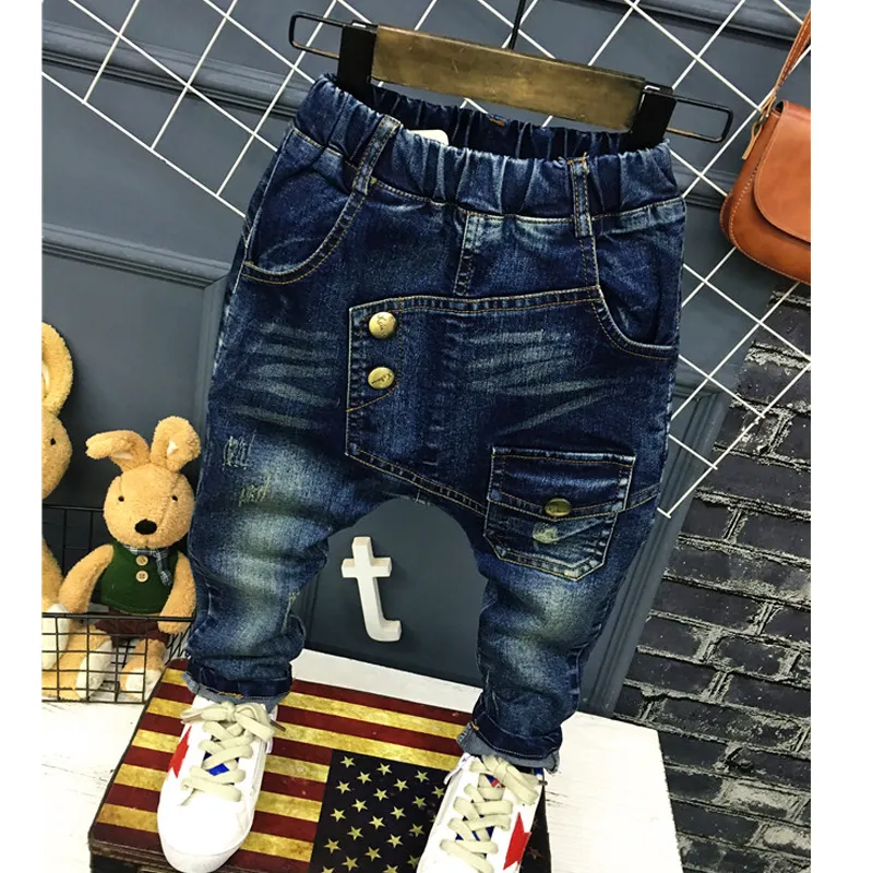 Baby's Casual Ripped Design Jeans Elastic Waist Denim Pants - Temu