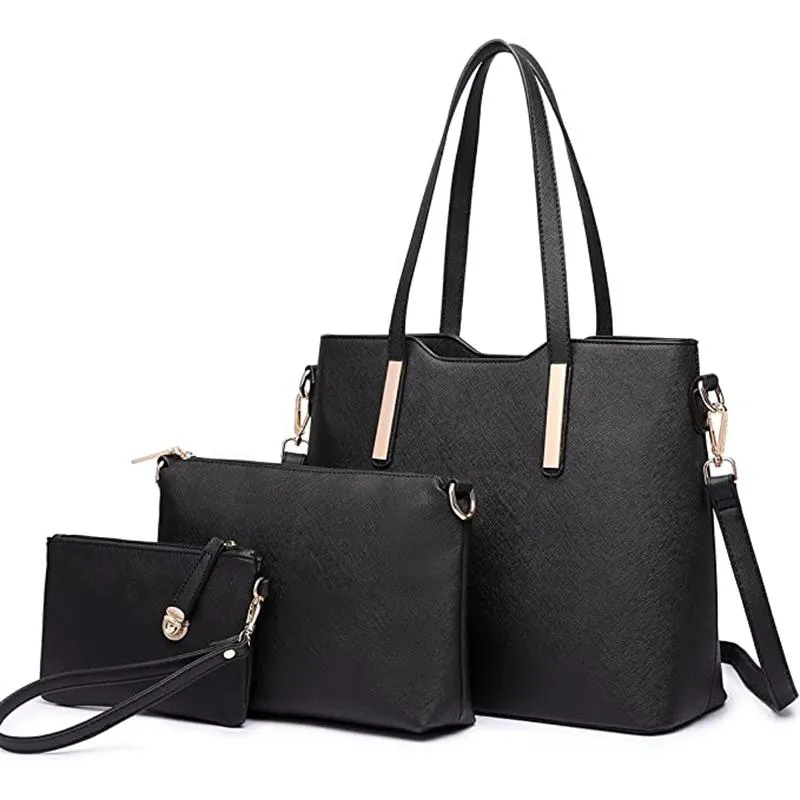 Sacs de soirée Sac à main de luxe fourre-tout femmes sac à main ensemble 3 pcs femme composite PU cuir dames sac à bandoulière