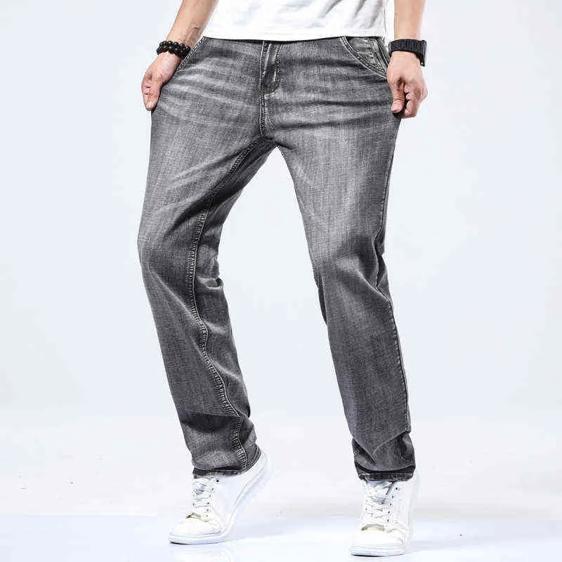 Jeans Summer Men's Loose Straight Tube Plus Fat Size Pants Thin Elastic Casual Fashion