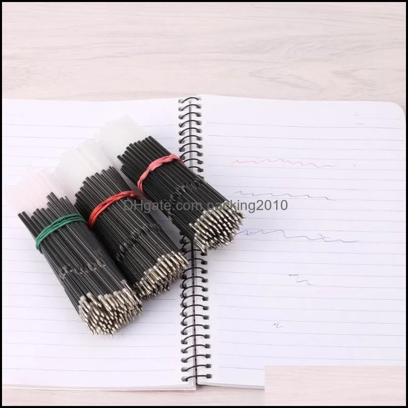 100Pcs 0.7mm Ballpoint Pen Refill Black Blue Red Stationery School Office Supply Pens