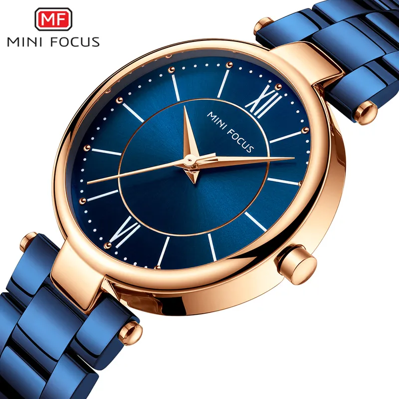 Mini Foco Mulheres Relógios À Prova D 'Água Azul Aço Inoxidável Marca Luxo Moda Senhoras Quartz Assista Relogio Feminino Montre Femme 210310