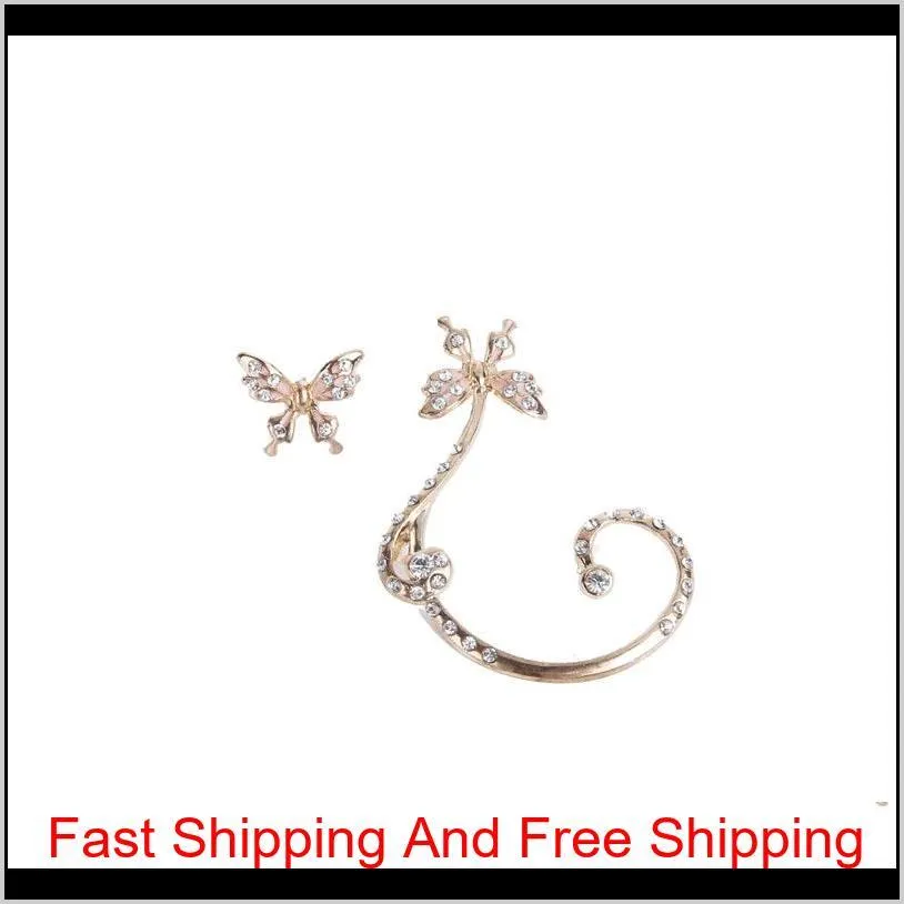 global low-cost the european version of personality lovely butterfly ear hanging earrings are high-grade alloy 18k gold earrings