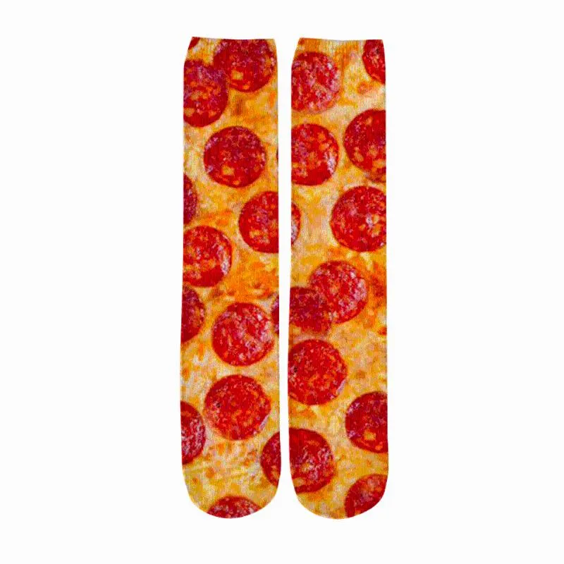 Men's Socks Party Food Pizza Fashion Funny 3D Print Women's Hip Hop Selling Straight Drop