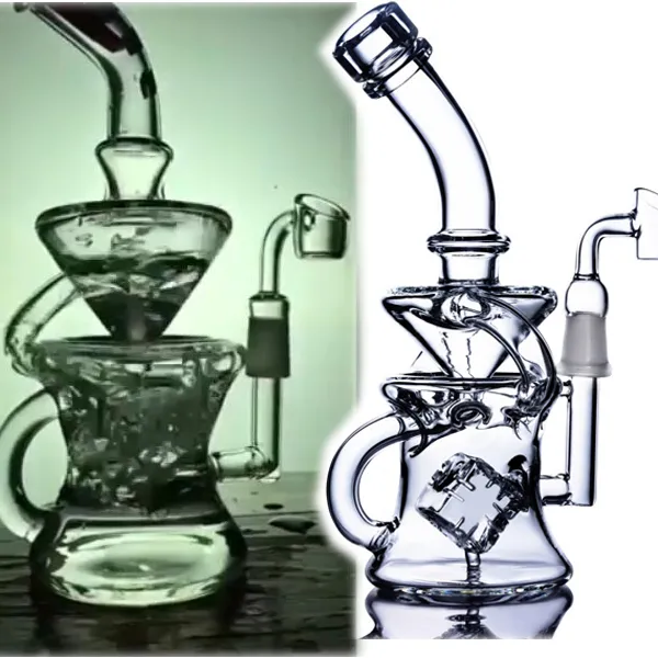 Wewnętrzny kwadrat perc Klein Recycler platformy wiertnicze fajki wodne szklane bonga wodne fajka Dab fajka z 14mm banger