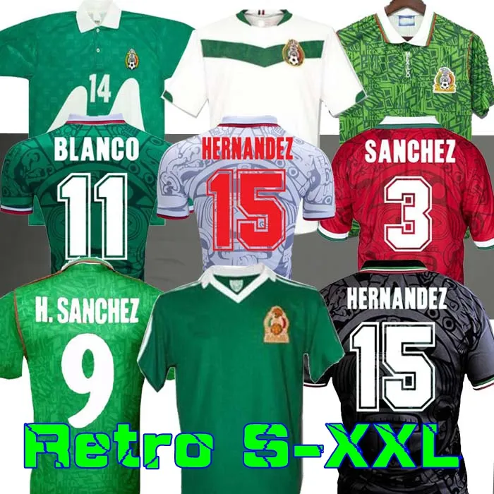1995 Retro MEXICO BLANCO Soccer Jersey 1986 1994 1998 Футболка HERNANDEZ H.SANCHEZ LUIS GARCIA CAMPOS древний майо MARQUEZ 2006