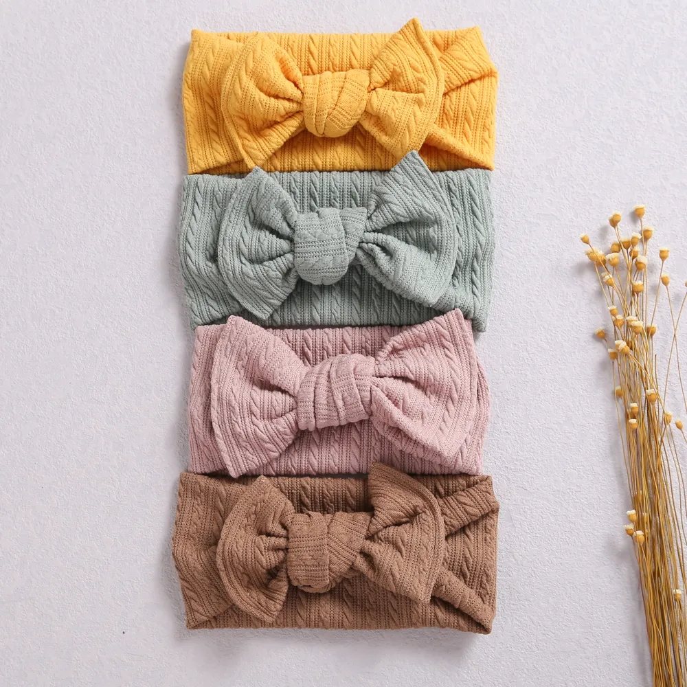 Baby Girl Headband Söt Bowknot Headband Stickar Kids Barn Huvudband Småbarn Elastiska Hårband Hårtillbehör Gåvor