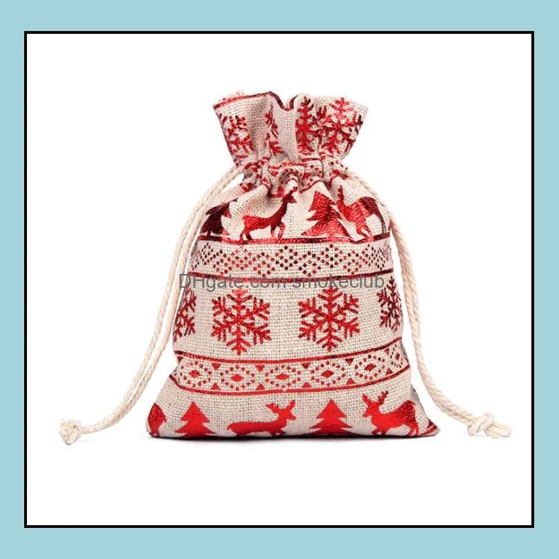 Party Supplies Christmas cotton drawstring Christmass gift bag Xmas chocolate candy bags SN5503