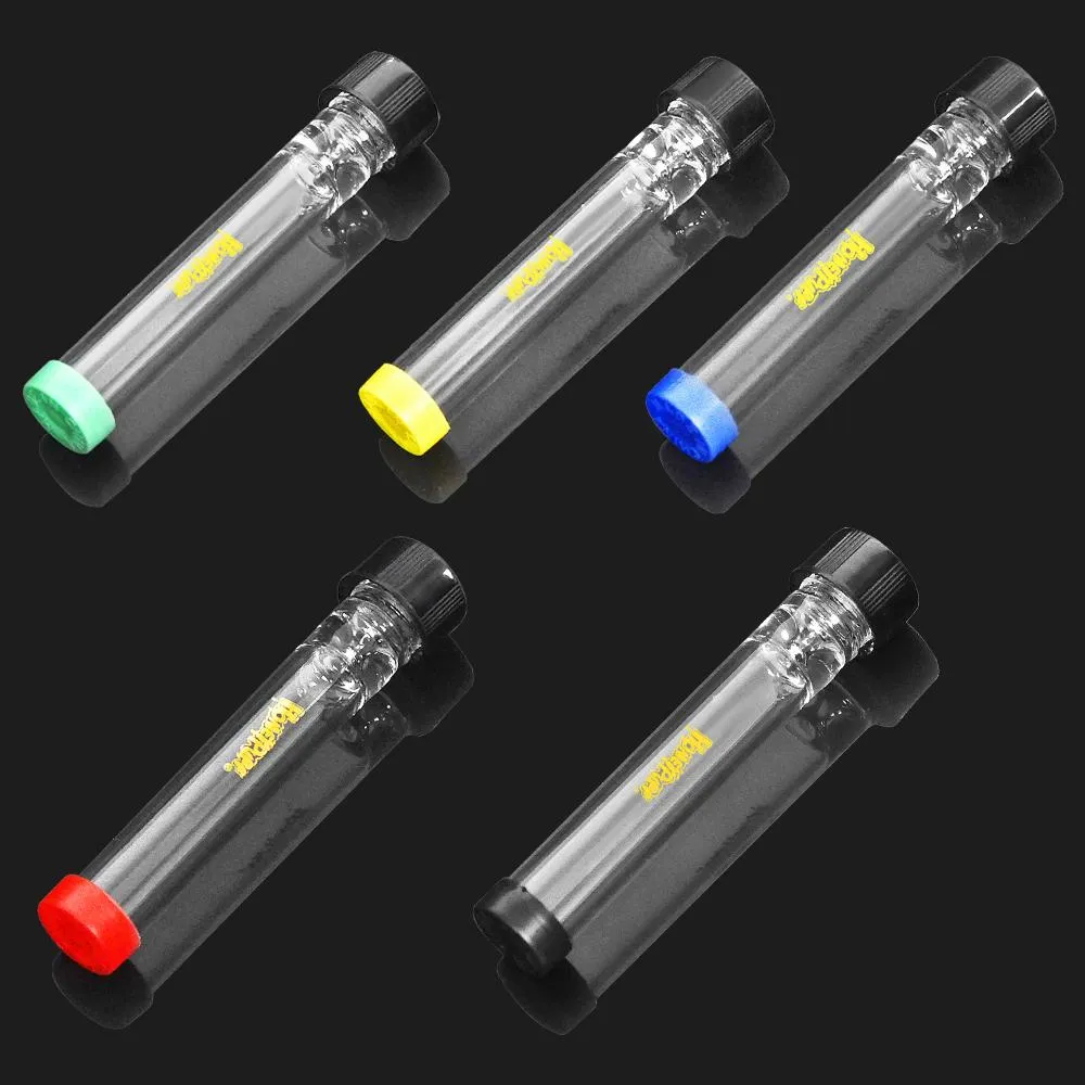 Nova chegada tubulação de vidro em linha reta com tampa colorida mini portátil tubos de tabaco tubos de tubulação de um rebatedor fumantes de cigarro