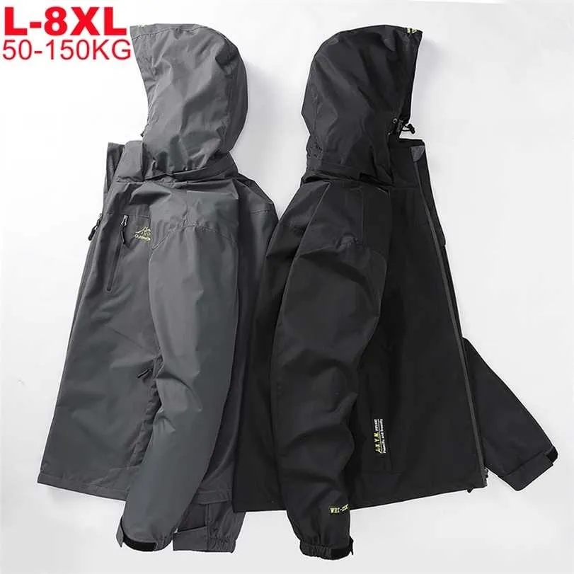 Plus Größe 5XL 6XL 7XL 8XL Männer Outdoor Jacken Große Herbst Winter Männer Jacke Wasserdicht Winddicht Outwear Windjacken Männlich 211214