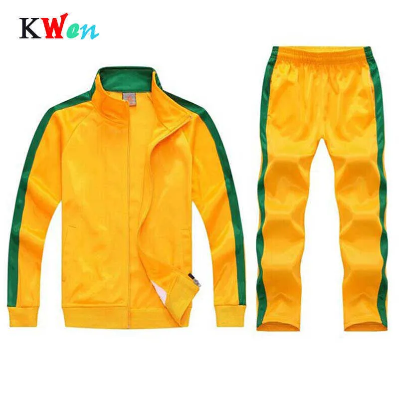 Dois PCs Sweatsuits Tracksuit Homens Team Trilha Terno Zip Trilha Jaqueta Sweatpants Sweatpants Homens Tracksuits Sport Ternos Jogging Set X0909