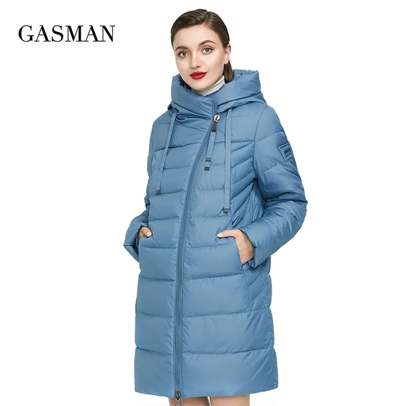 Gasman Long Shopper Inverno Baixo Jaqueta Mulheres Digitas Casaco Com Capuz Parka Morno Feminino Marca Roupas de Algodão Plus Size 6XL 211013