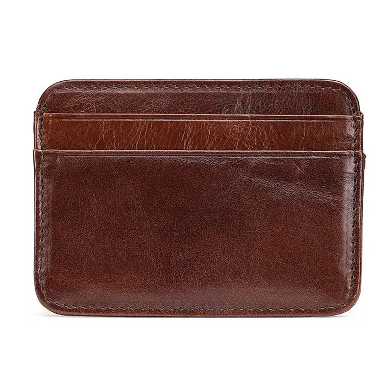 Titulares de cartões Ultra Thin 2021 Men Walets Vintage Male PU Couro Pequeno Mágico Zíper Bolsa Bolsa de Crédito Crédito Caso Titular