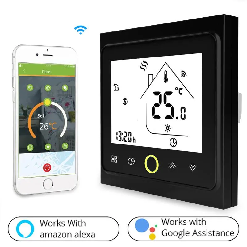Smart Home Control WiFi Thermostaat Boiler Water Heater Temperatuur Controller LCD Touch Screen Backlight Works with Alexa Google