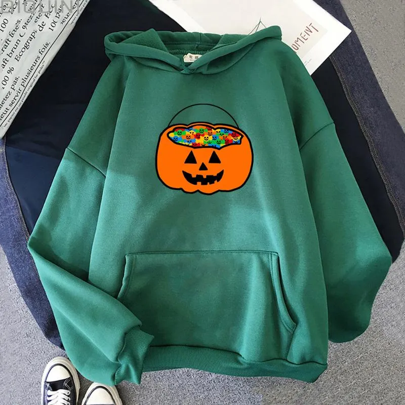 Felpe con cappuccio da donna Felpe Happy Halloween Pumpkin Felpa con cappuccio da donna Divertente Cartoon Graphic Streetwear Felpa allentata a maniche lunghe da donna Hip H