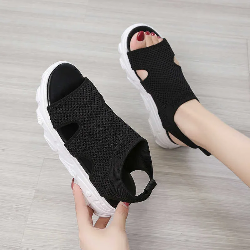 Sandals Ladies Summer New Fashion Ladies Sandals 2021 Solid Color Fashion Versatile and Comfortable Open Toe Platform Shoes Y0721