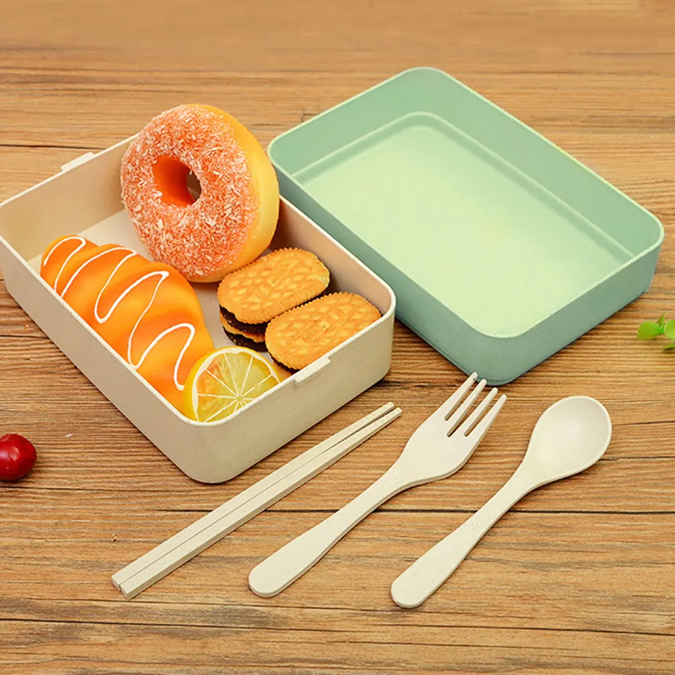 ONEUP Lunch Box Wheat Straw Eco-Friendly Food Container Eco-Friendly Portable Bento box for kids school picnic Microwavable 9
