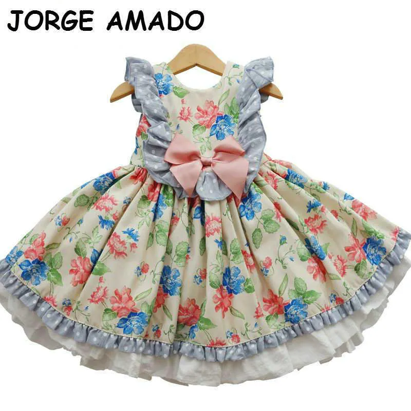 Meisjes feestjurken Spaanse stijl Kinderen voor Floral Mouwloze Prinses Babykleding E19245 210610