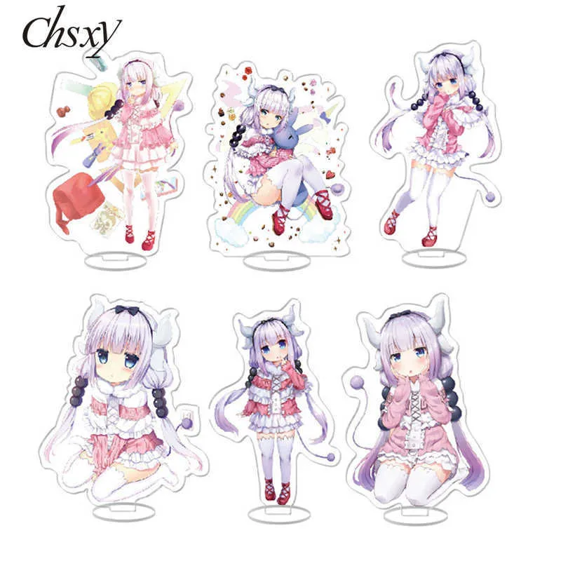 Chsxy Anime Cosplay Miss Kobayashi's Dragon Dragon Acrylic Action Figure Stand Modelo Plate Plate Secretária Decoração Bonito Pé Sinal Presente G1019