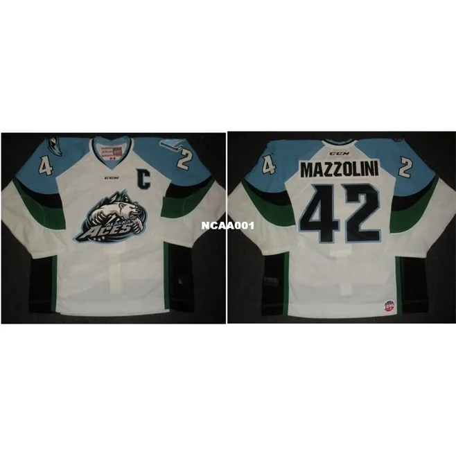001 تخصيص ECHL 2013 14 Alaska Aces 42 Nick Mazzolini بعيدا جيرسي الهوكي جيرسي أو مخصص أي اسم أو رقم الرجعية جيرسي