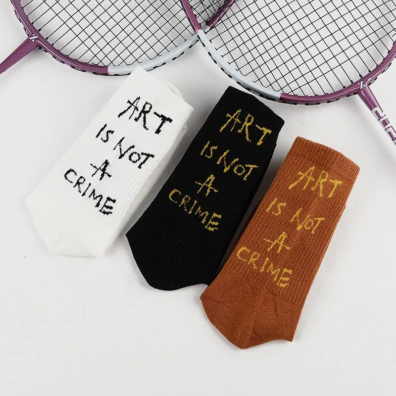 Chaussettes pour hommes style explosif 1 paire talon en coton avec lettres anglaises drôle homme blanc noir marron