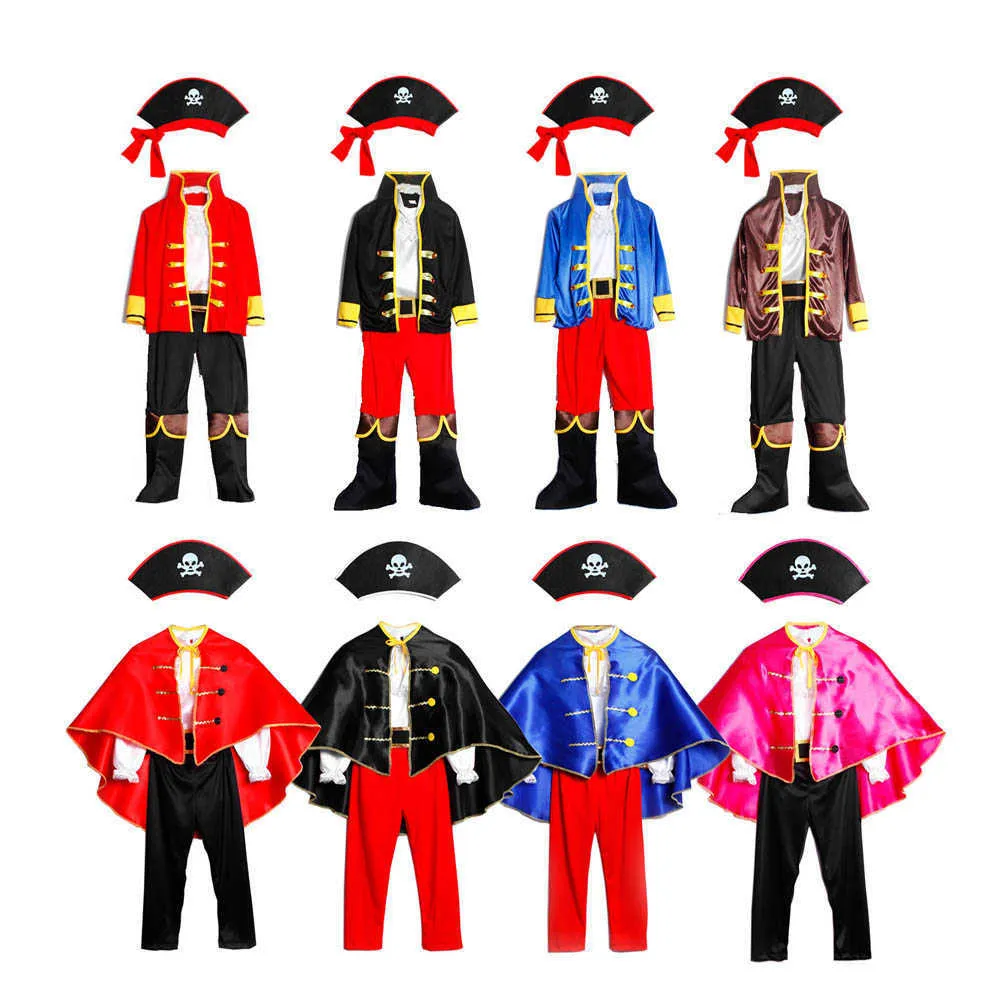 Pirates kostym barndag barn pojkar pirat halloween cosplay set födelsedagsfest cloak outfit pirat jul tema Q0910