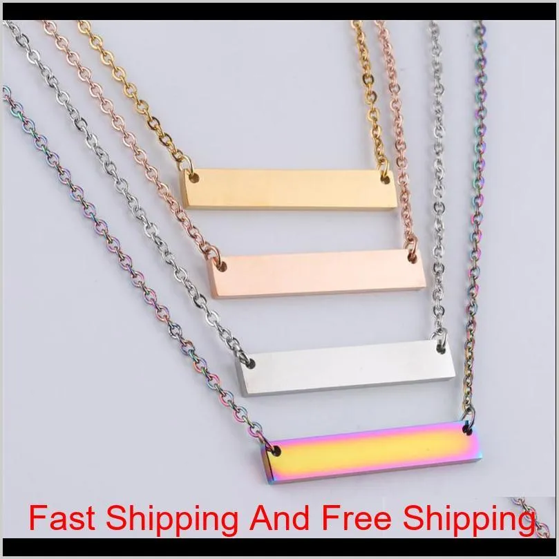new blank bar pendant necklace stainless steel necklace gold rose gold silver blank bar charm pendant jewelry for buyer own engraving