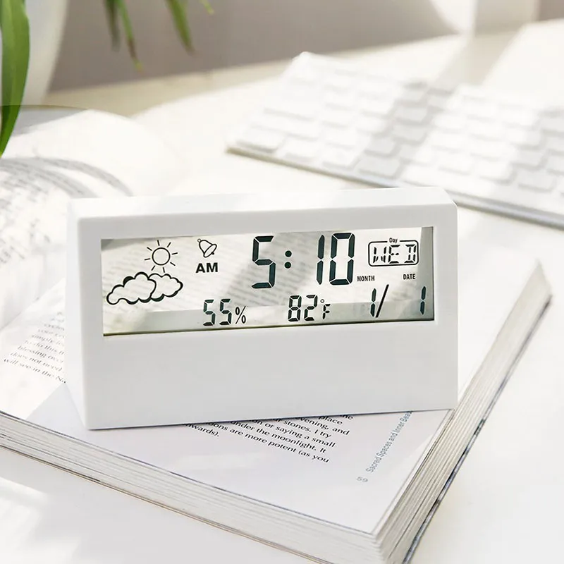 ميزان الحرارة المنزلية الرقمية الرقمية الرطوبة لدرجات الحرارة الأسود ساعة أبيض داخلي المعنى الداخلي الحرارة الحرارة متر BH5262 TYJ